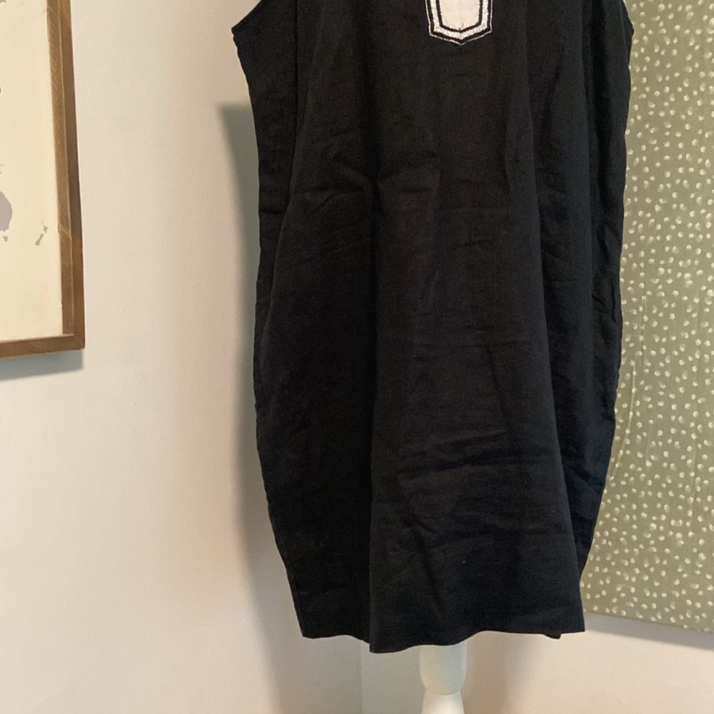 Tommy Bahama Black & White Silver Sleeveless 100% Linen Chic Dress Size XL - Picture 3 of 8
